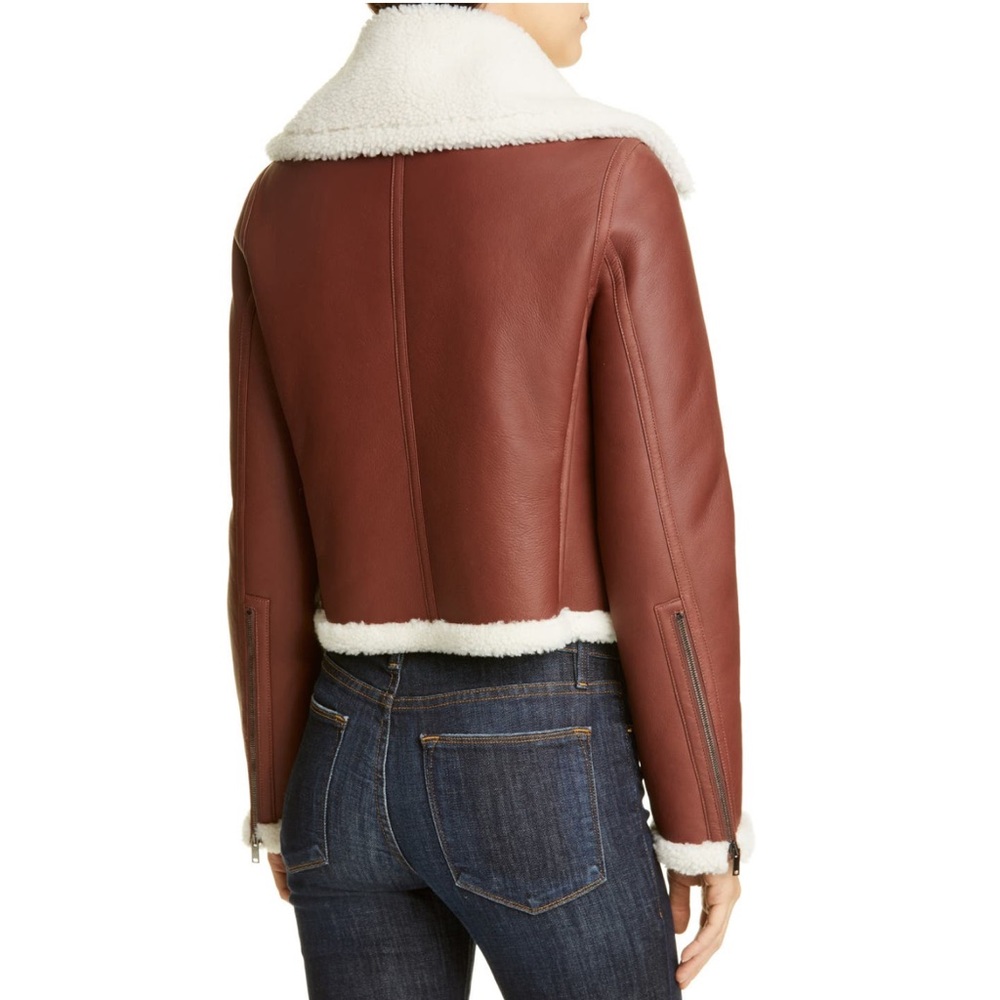 Theory crop genuine lamb shearling moto relax jacket - Picture 2 of 15